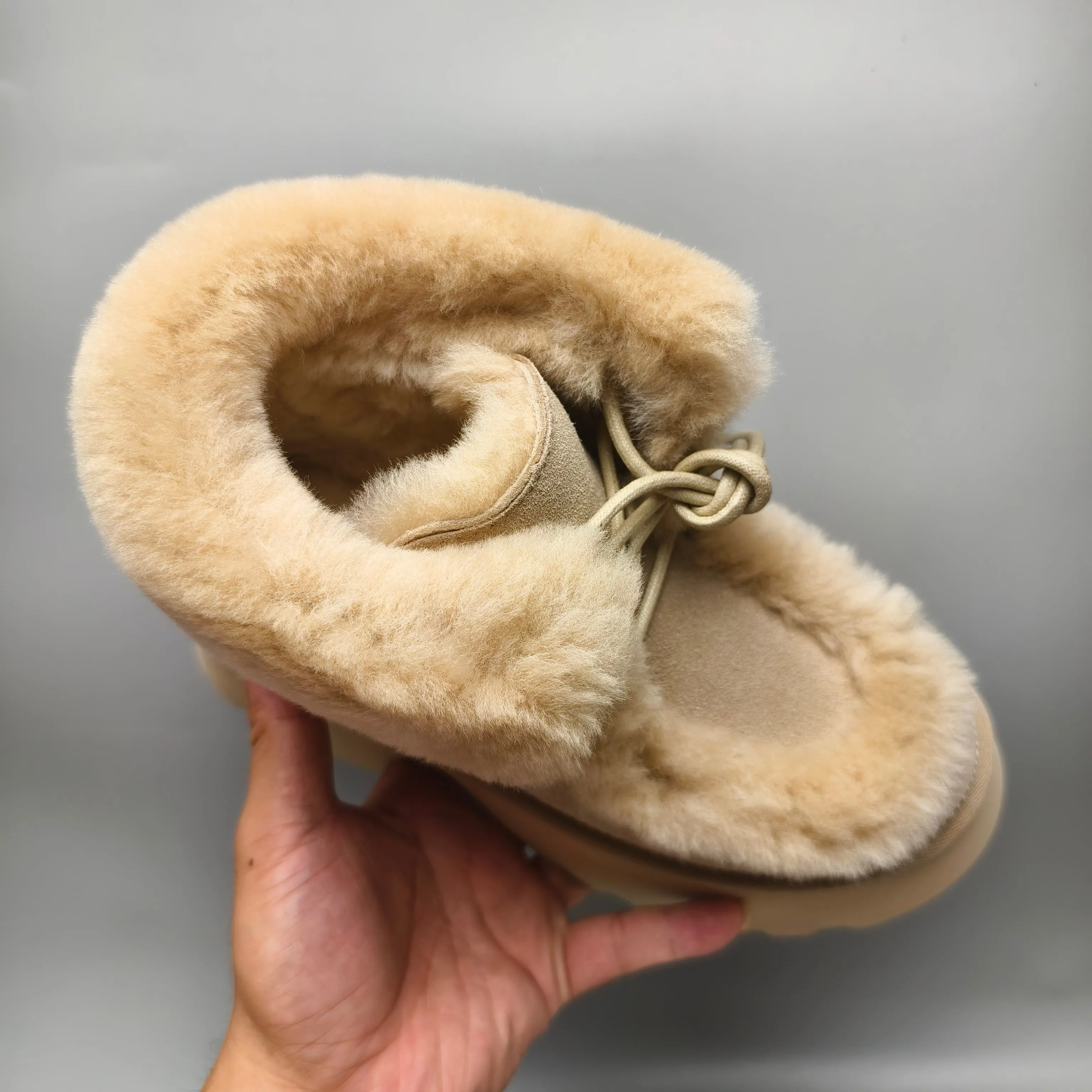 💰 600 UGG sheepskin all-in-one snow boots 1532 Song Yuqi’s same style, Esme wedge-heeled short boots, overflowing lace-up style, color: maroon, mustard, matching size: 35-41